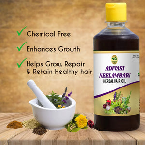 ORIGINAL ADIVASI NEELGIRI HERBAL HAIR OIL - DIRECTLY FROM KARNATAKA MYSORE (BUY 1 GET 1 FREE)